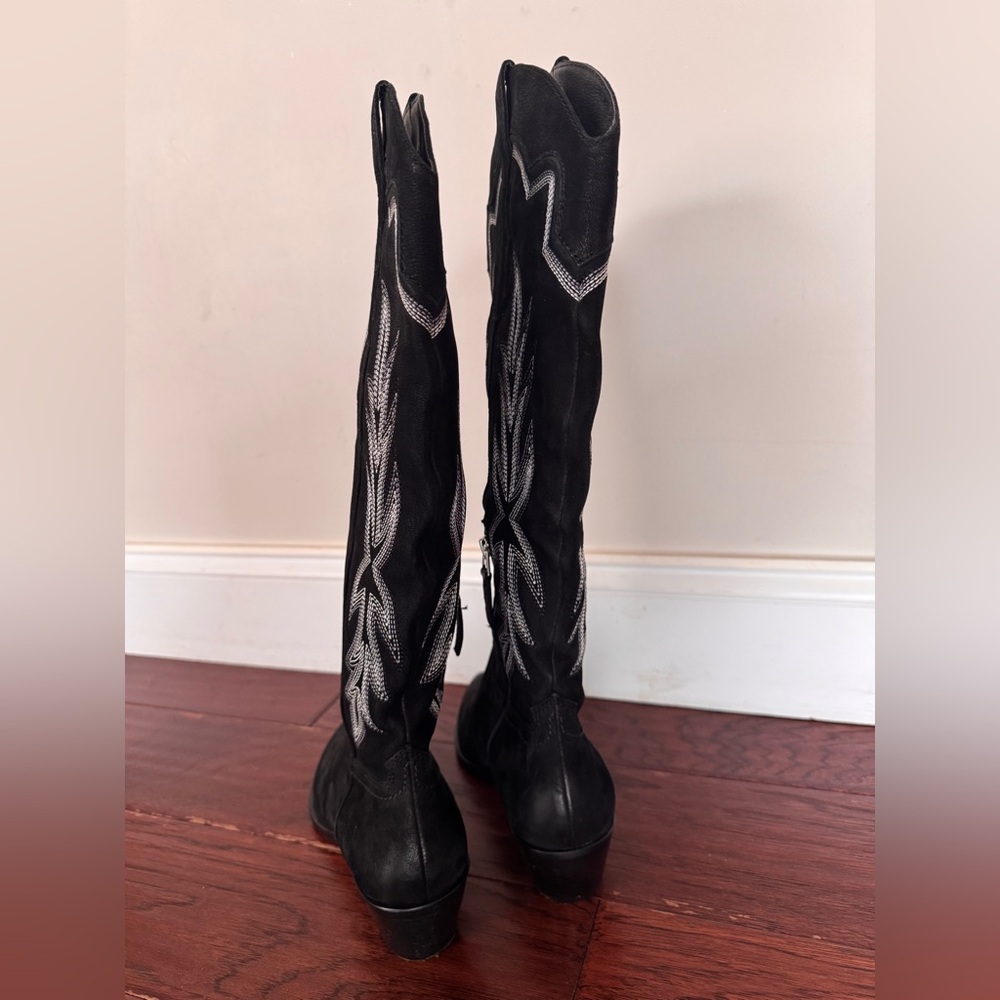 Dolce Vita Shiren Women’s Tall Western Embroidered Boots Black Nubuck Size 8.5 - Picture 7 of 10